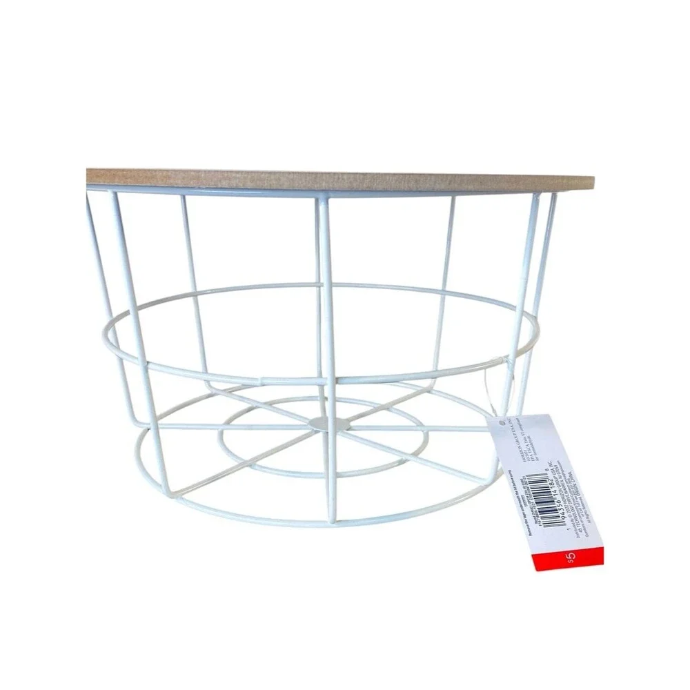 Target Round Wire Basket Bin with Wooden Lid NWT Modern Simple Versatile Design